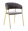 Krzesło MARGO ciemny szary - welur, podstawa złota