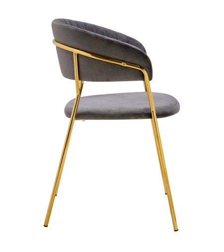 Krzesło MARGO ciemny szary - welur, podstawa złota