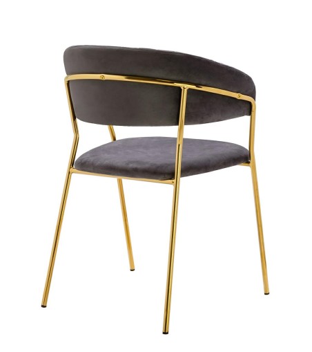 Krzesło MARGO ciemny szary - welur, podstawa złota