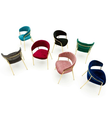 Krzesło MARGO ciemny szary - welur, podstawa złota