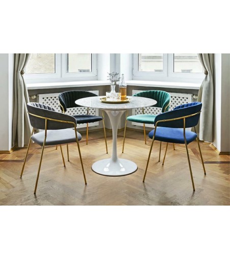 Krzesło MARGO ciemny szary - welur, podstawa złota