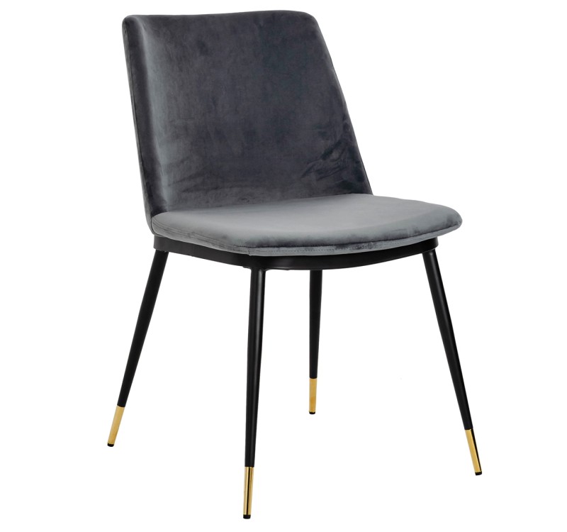 Krzesło DIEGO ciemny szary - welur, podstawa czarno złota