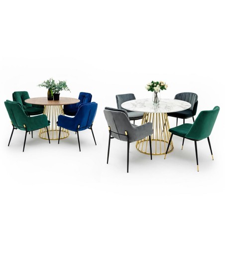 Krzesło DIEGO ciemny szary - welur, podstawa czarno złota