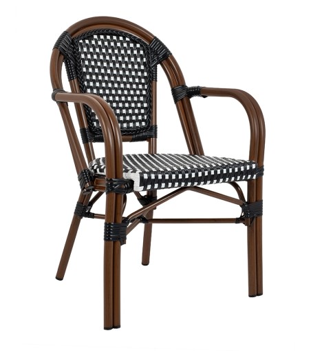 Krzesło ogrodowe CAFE PARIS ARM brązowe   rattan