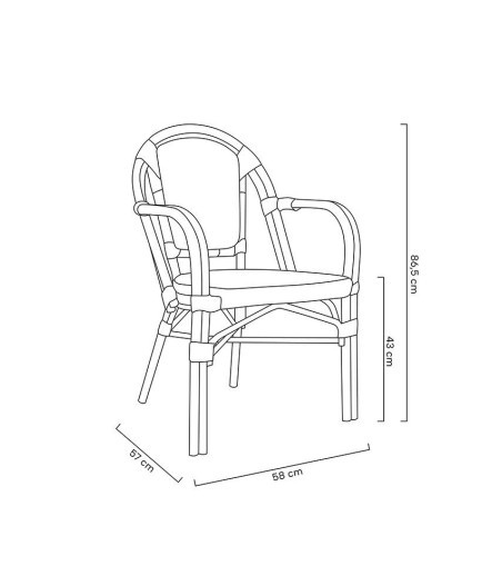 Krzesło ogrodowe CAFE PARIS ARM brązowe   rattan