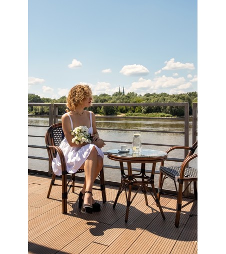 Krzesło ogrodowe CAFE PARIS ARM brązowe   rattan