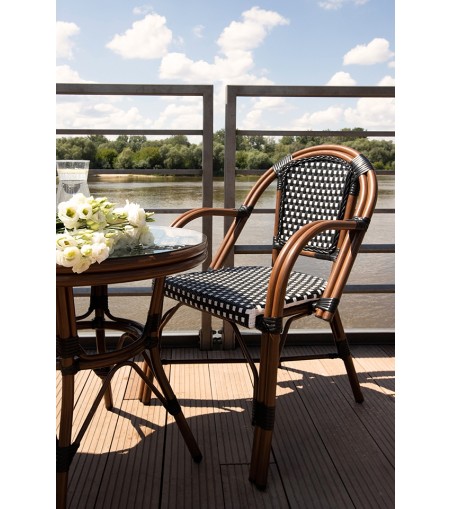 Krzesło ogrodowe CAFE PARIS ARM brązowe   rattan