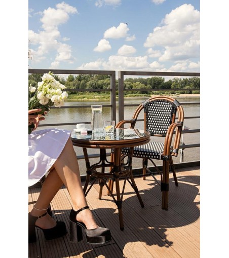 Krzesło ogrodowe CAFE PARIS ARM brązowe   rattan