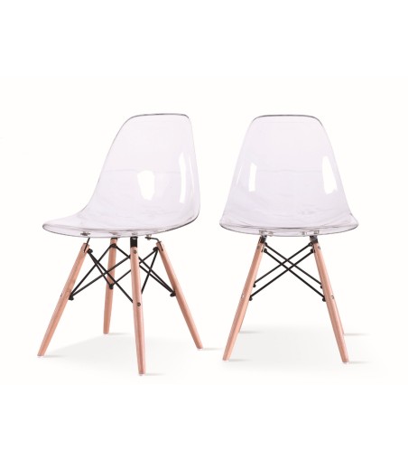 Krzesło ICE WOOD transparentne - poliweglan, podstawa bukowa