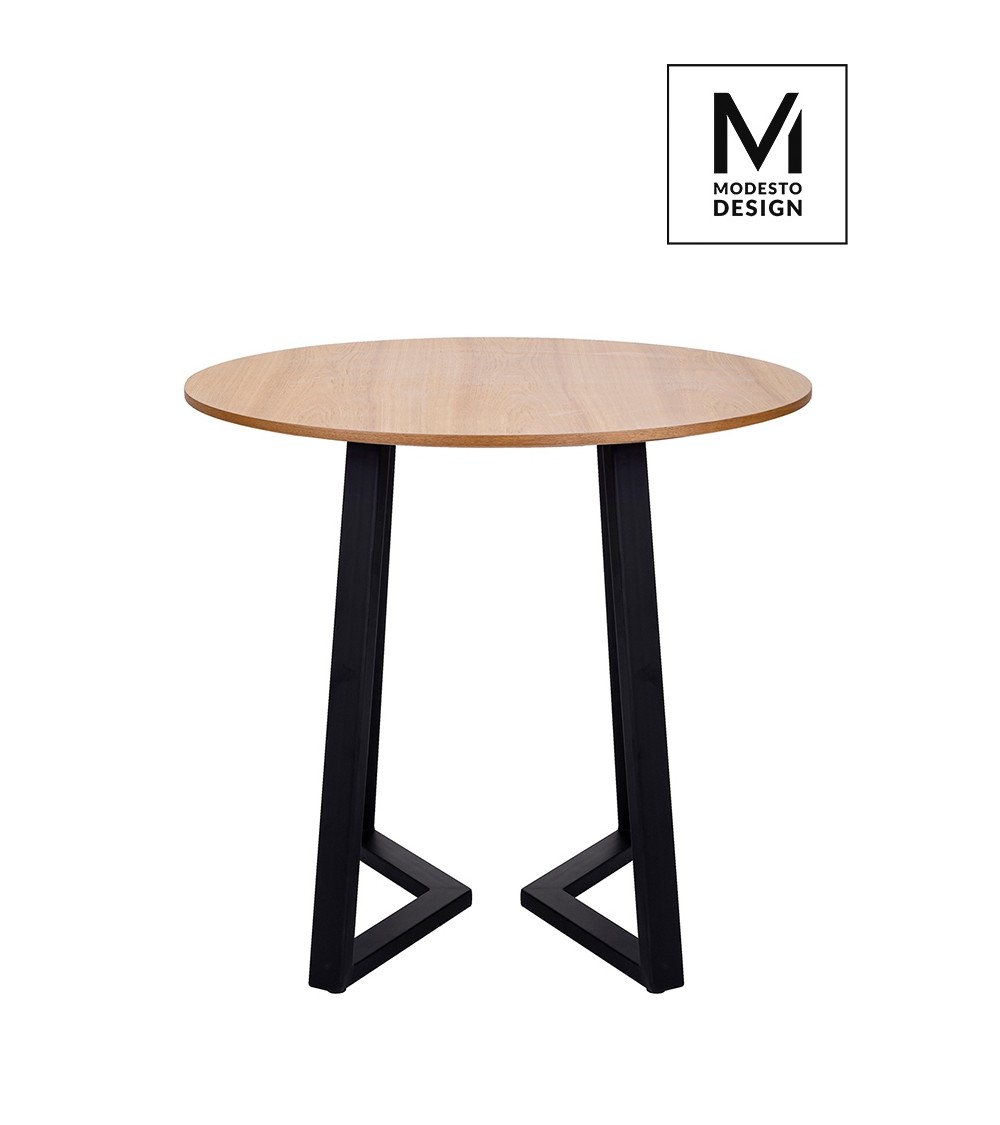 MODESTO stół TAVOLO FI 80 dąb - blat MDF, podstawa metalowa