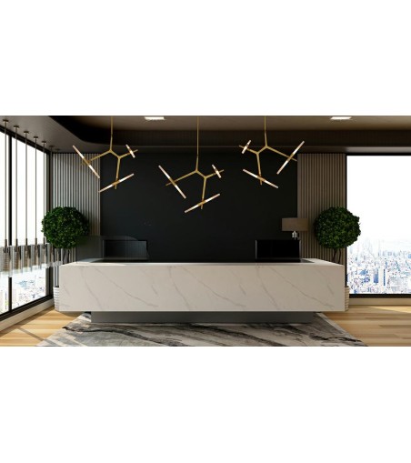 Lampa wisząca CANDELABR 6 złota - aluminium, szkło