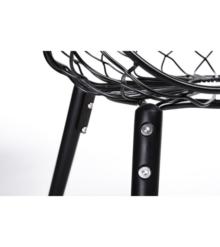 Krzesło DEMON czarne - metal, ekoskóra, podstawa drewniana