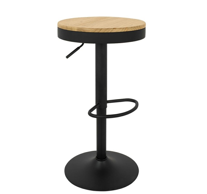 Krzesło barowe VOLT regulowane czarne / naturalne