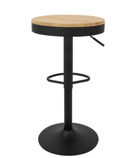 Krzesło barowe VOLT regulowane czarne / naturalne