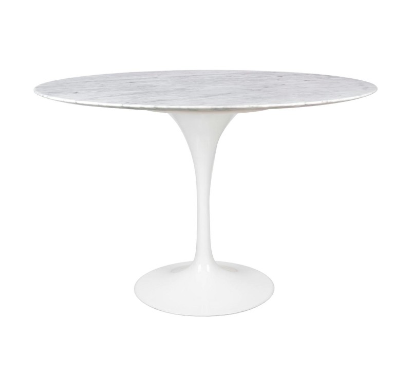 Stół TULIP MARBLE 120 CARRARA biały - blat okrągły marmurowy, metal