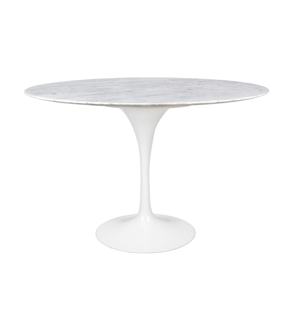 Stół TULIP MARBLE 120 CARRARA biały - blat okrągły marmurowy, metal