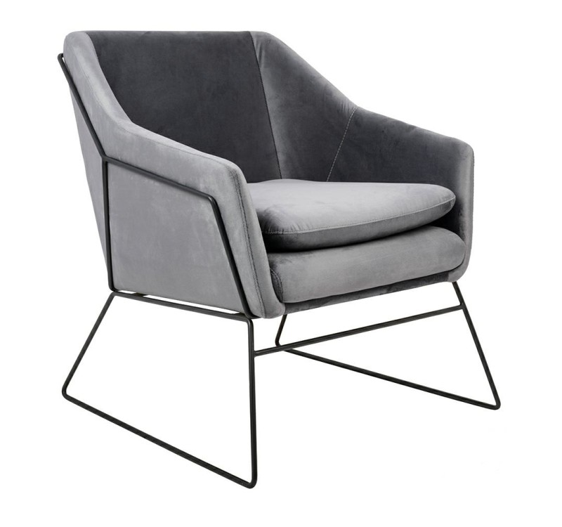 Fotel EMMA VELVET ciemny szary welur - podstawa czarna