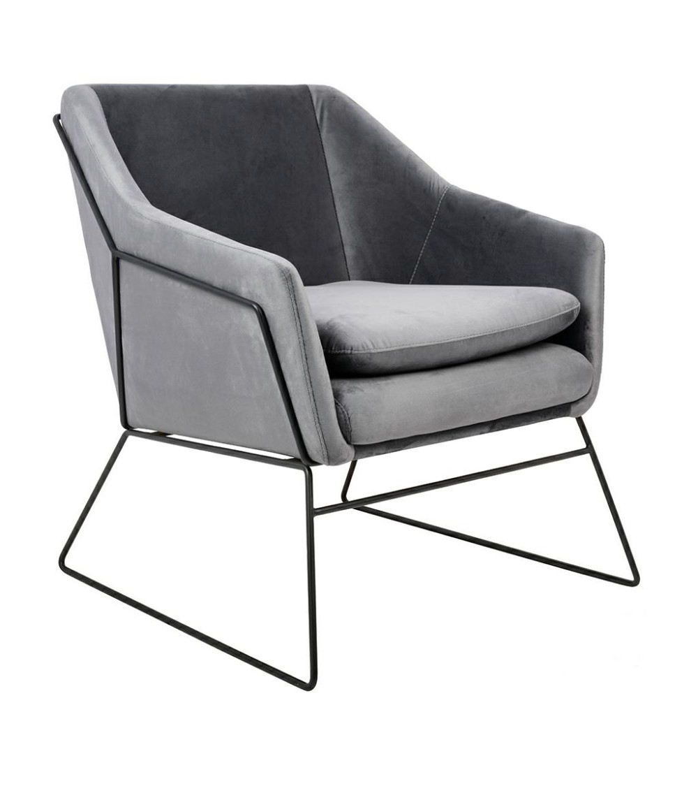 Fotel EMMA VELVET ciemny szary welur - podstawa czarna