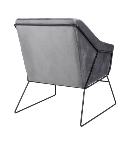 Fotel EMMA VELVET ciemny szary welur - podstawa czarna