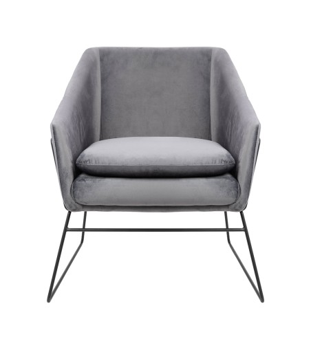 Fotel EMMA VELVET ciemny szary welur - podstawa czarna