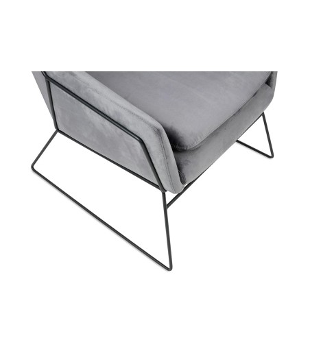 Fotel EMMA VELVET ciemny szary welur - podstawa czarna