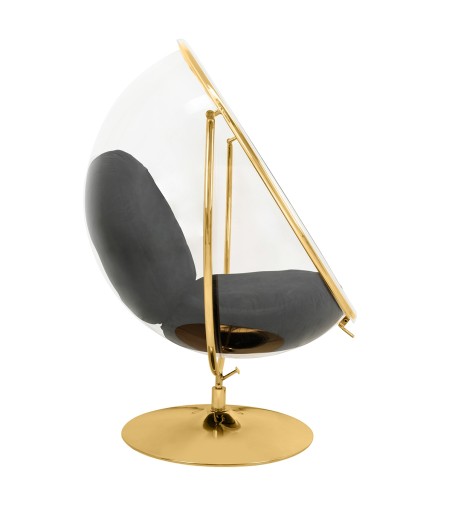 Fotel BUBBLE STAND 2 GOLD VELVET poduszka czarna