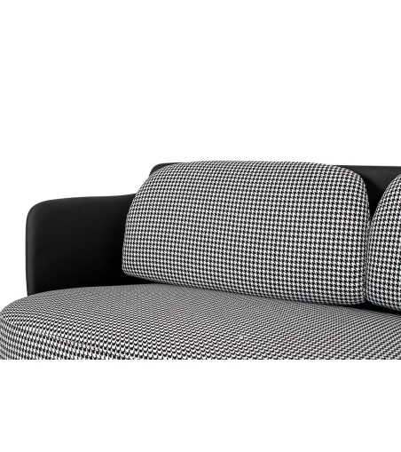 Sofa VENICE tkanina pepitka biało-czarna ekoskóra - złota podstawa
