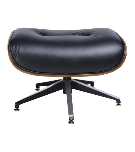 Fotel LOUNGE czarny / róża z podnóżkiem