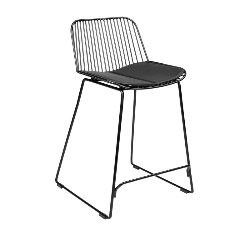 Krzesło barowe MILES czarne 66 cm - metal, ekoskóra