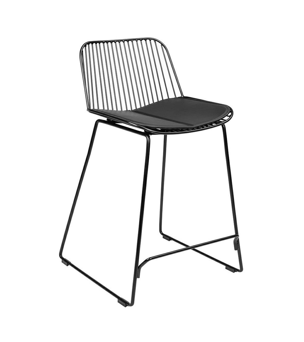 Krzesło barowe MILES czarne 66 cm - metal, ekoskóra