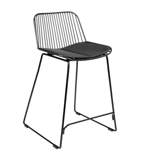 Krzesło barowe MILES czarne 66 cm - metal, ekoskóra