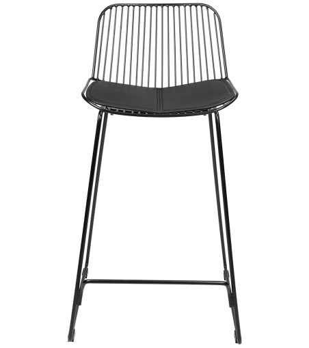 Krzesło barowe MILES czarne 66 cm - metal, ekoskóra