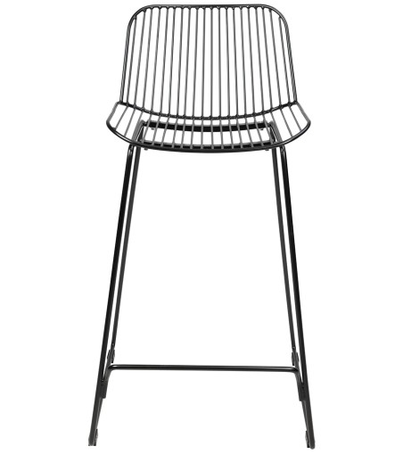 Krzesło barowe MILES czarne 66 cm - metal, ekoskóra