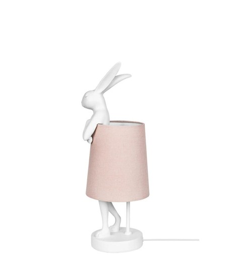 KARE lampa stołowa RABBIT 50 cm  biała / różowa