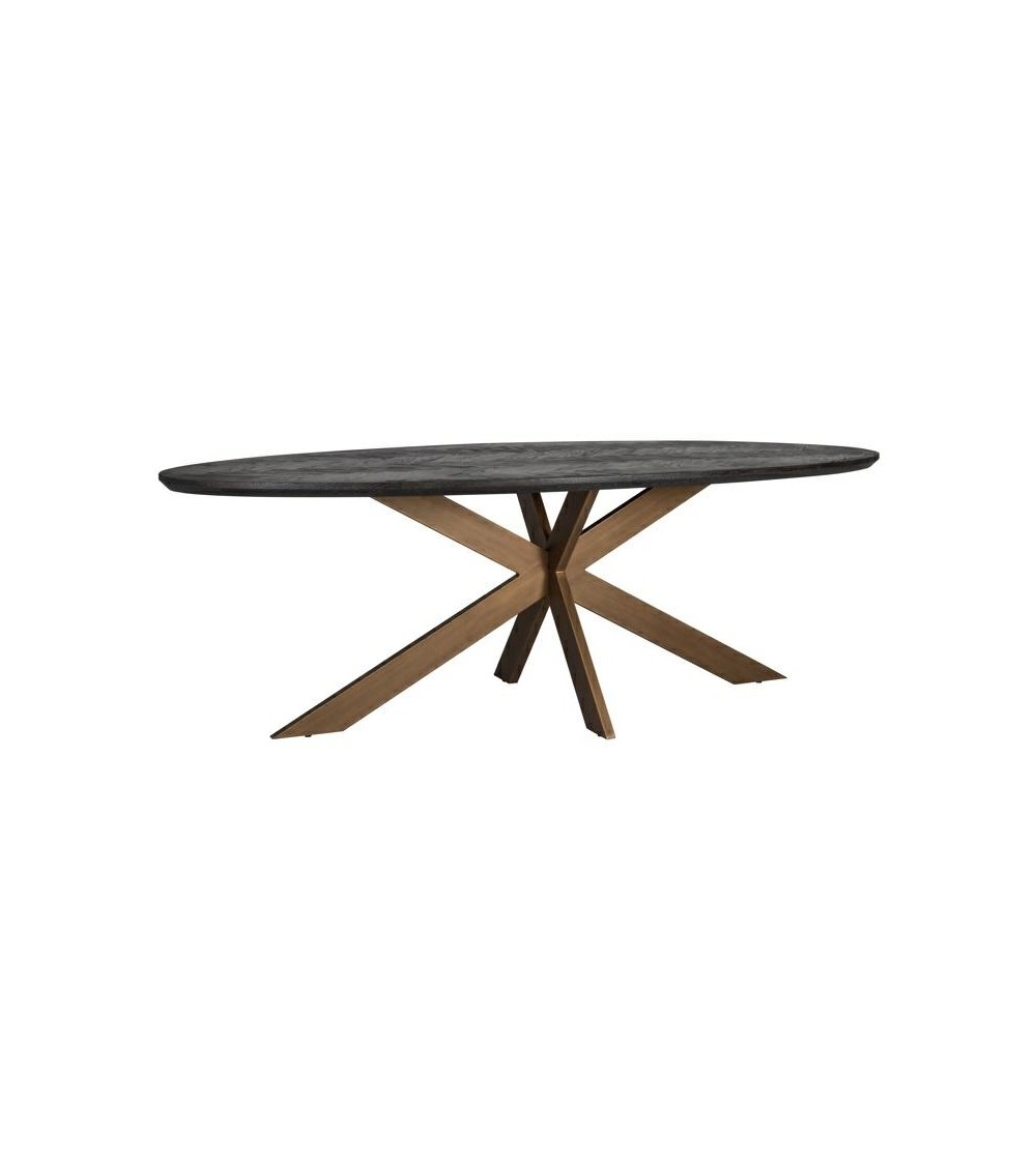 RICHMOND stół jadalniany BLACKBONE BRASS - 230, fornir dębowy, mosiądz, metal