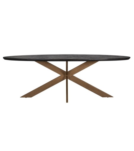 RICHMOND stół jadalniany BLACKBONE BRASS - 230, fornir dębowy, mosiądz, metal