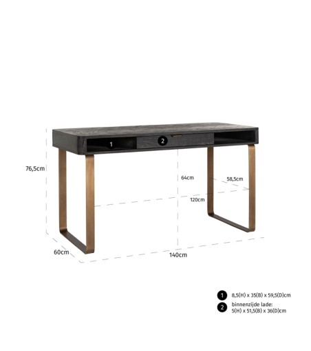 RICHMOND biurko BLACKBONE BRASS