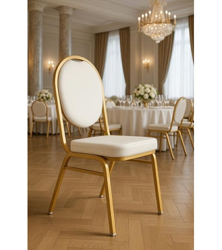 Krzesło bankietowe / konferencyjne        HESTIA białe / złote