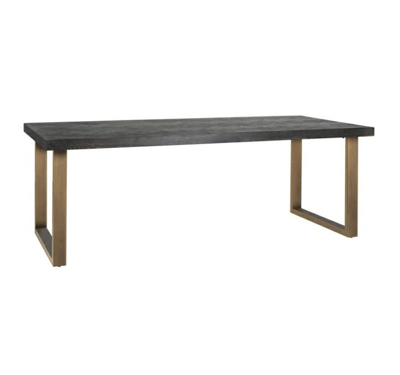 RICHMOND stół jadalniany BLACKBONE BRASS - 220, fornir dębowy, mosiądz, metal