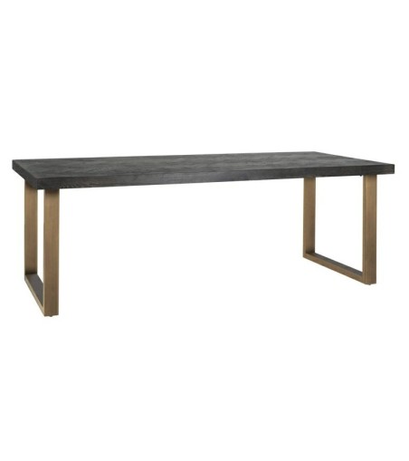 RICHMOND stół jadalniany BLACKBONE BRASS - 220, fornir dębowy, mosiądz, metal