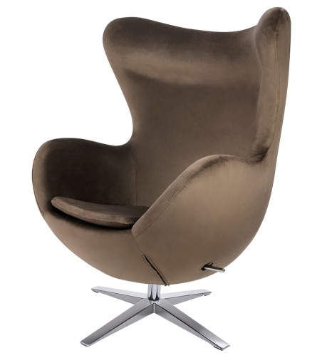 Fotel EGG SZEROKI VELVET ciemny brąz.81  - welur, podstawa stal