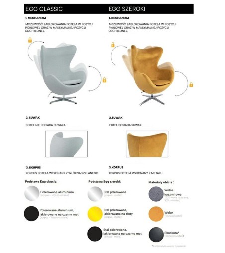 Fotel EGG SZEROKI VELVET ciemny brąz.81  - welur, podstawa stal