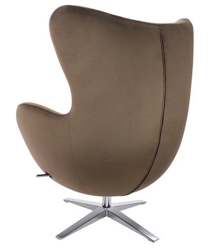 Fotel EGG SZEROKI VELVET ciemny brąz.81  - welur, podstawa stal