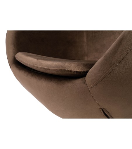 Fotel EGG SZEROKI VELVET ciemny brąz.81  - welur, podstawa stal