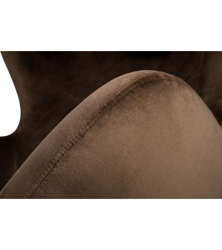 Fotel EGG SZEROKI VELVET ciemny brąz.81  - welur, podstawa stal