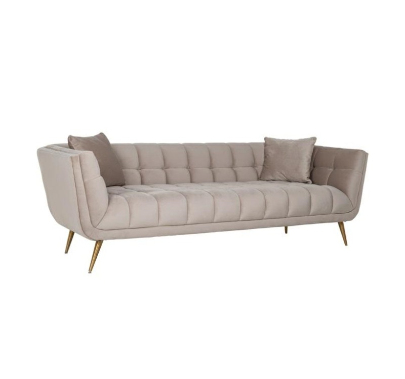 RICHMOND sofa HUXLEY KHAKI - welur, szczotkowane złoto