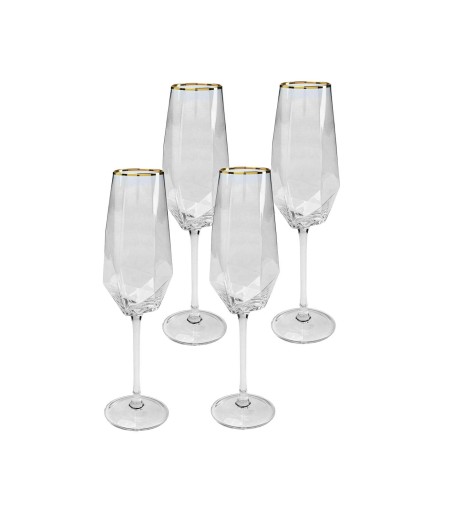 KARE komplet 4 kieliszków do szampana     DIAMOND RIM 360 ml