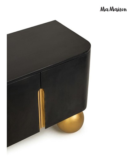 MaMaison szafka RTV ORGANIC 141 czarna    / złota / drewno