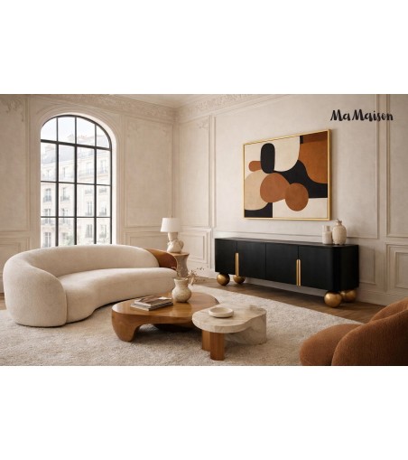 MaMaison szafka RTV ORGANIC 141 czarna    / złota / drewno