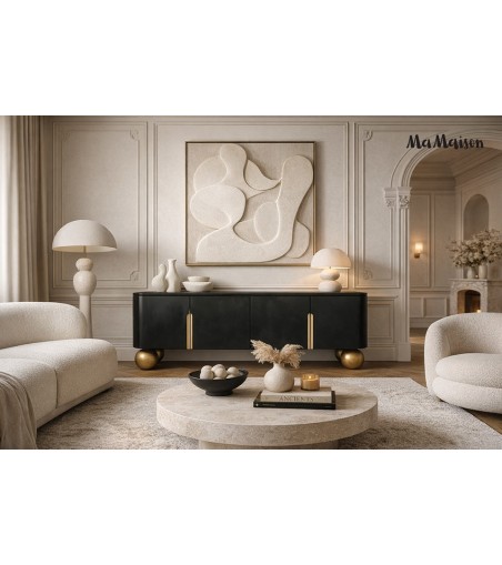 MaMaison szafka RTV ORGANIC 141 czarna    / złota / drewno